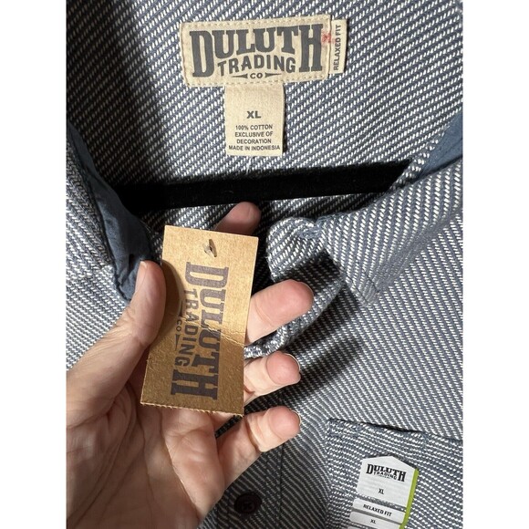 Duluth Trading Co Mens Button Down Woody Relaxed Fit Shirt Blue White XL NEW - Picture 8 of 12